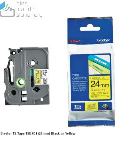 Katalog brosur image atk Brother P-touch Tape Cartridge misalnya Brother TZE-651 Black on Yellow 24mm P-touch Tape